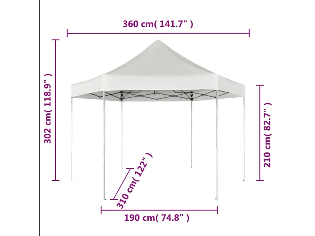Gazebo Pieghevole Esagonale Pop-Up Blu Scuro 3,6x3,1 m