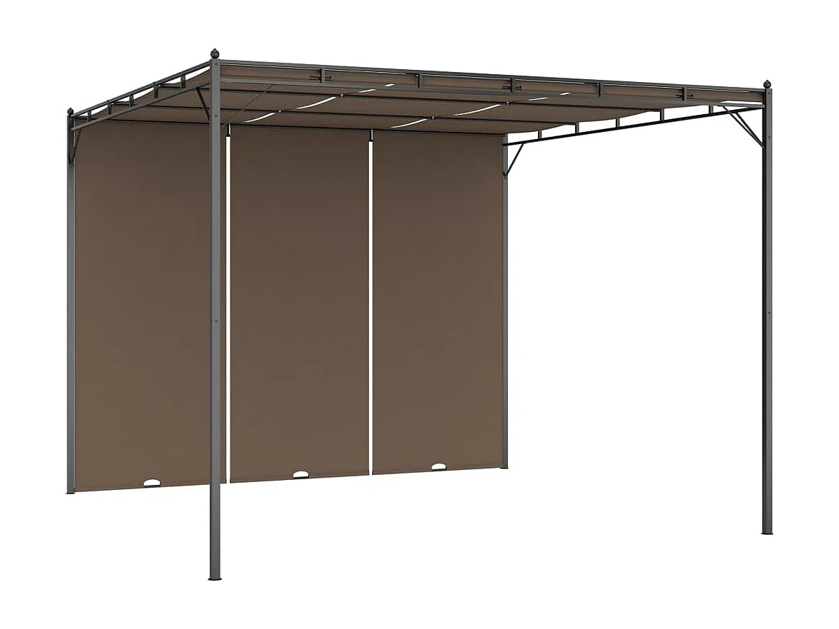 Tuinprieel met zijgordijn 3x3x2,25 m taupe