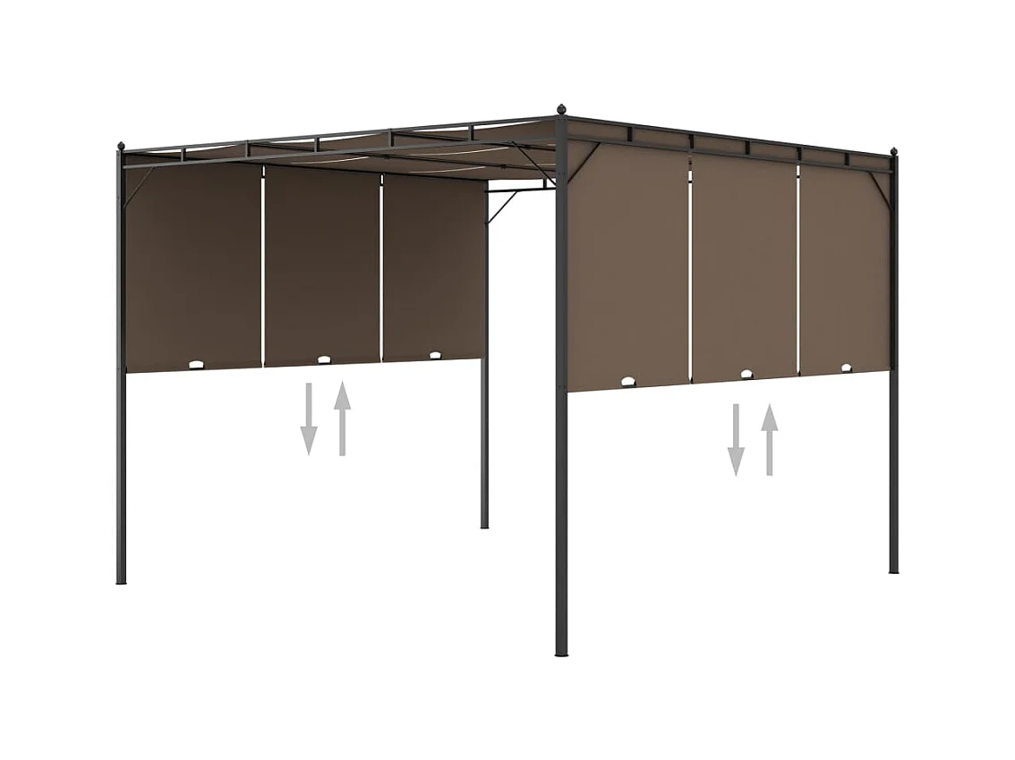 Tuinprieel met zijgordijn 3x3x2,25 m taupe