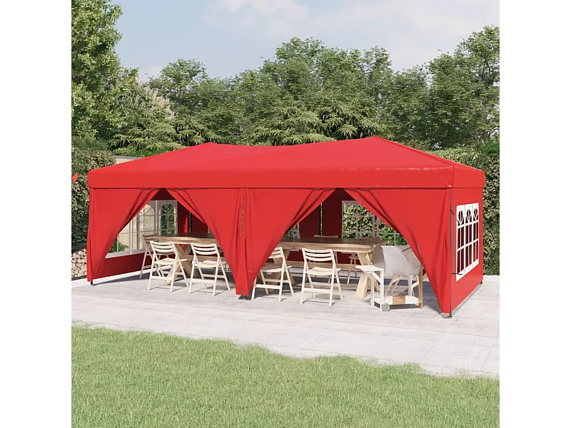 Tenda per Feste Pieghevole con Pareti Laterali Rosso 3x6 m