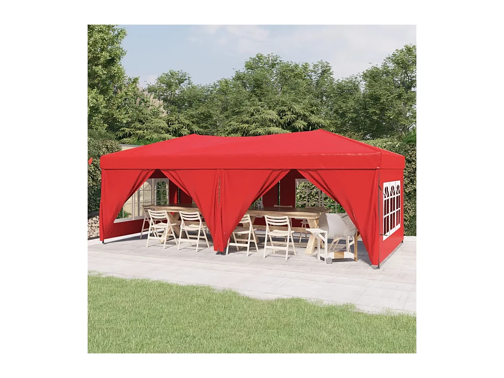 Tenda per Feste Pieghevole con Pareti Laterali Rosso 3x6 m