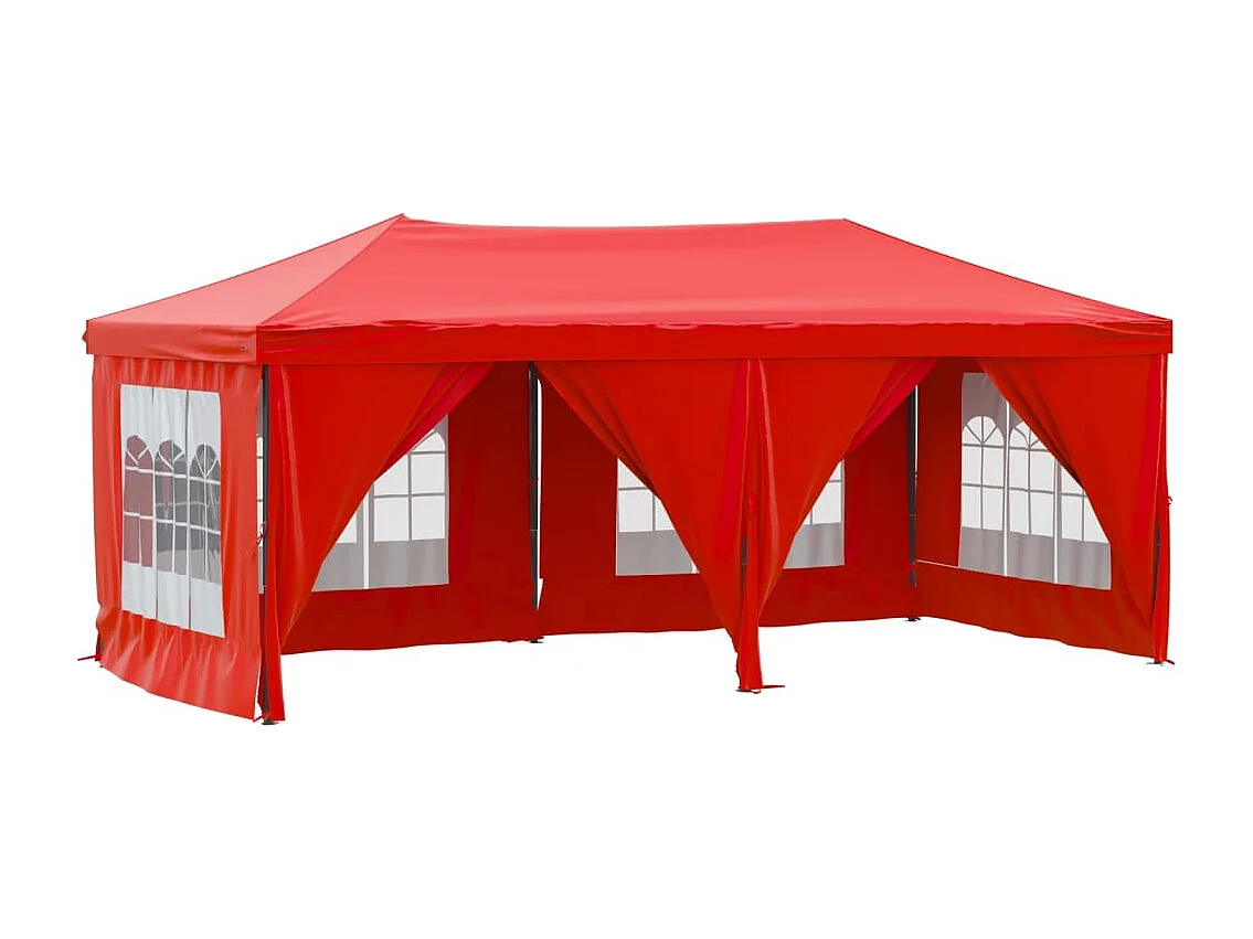 Tente de réception pliable avec parois Rouge 3x6 m