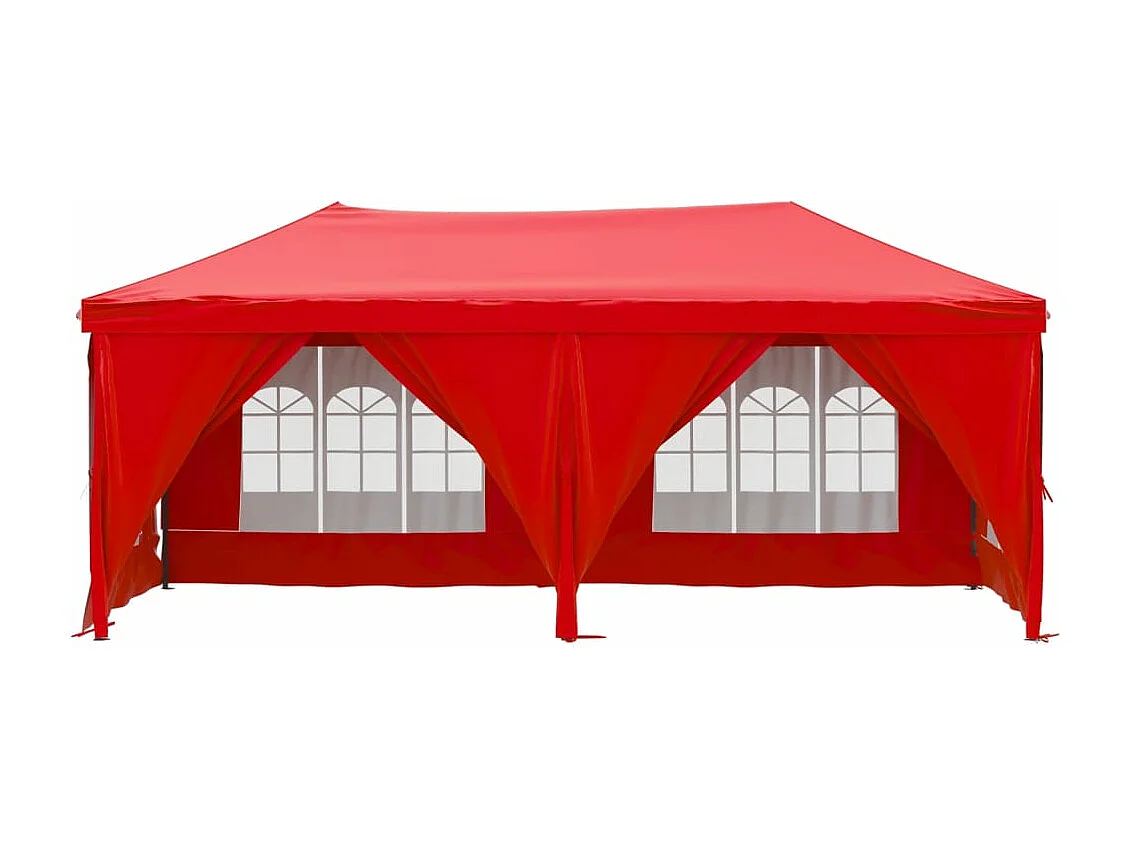 Tente de réception pliable avec parois Rouge 3x6 m