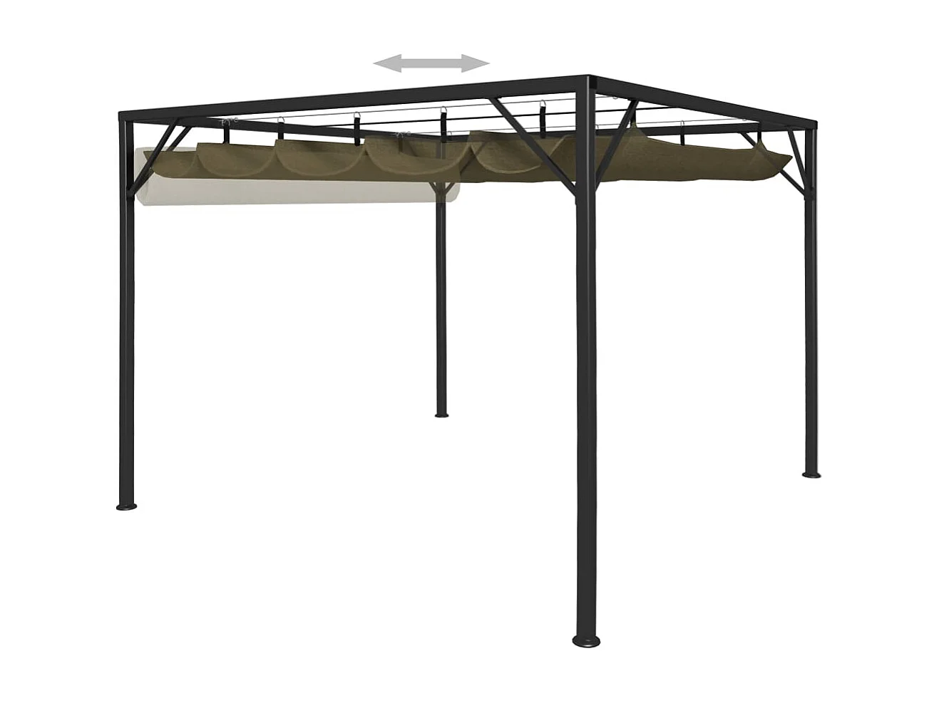 Chapiteau de jardin avec auvent rétractable 3x3m Taupe 180 g/m²