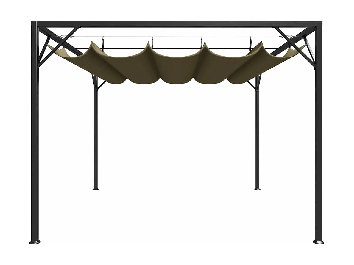 Tuinprieel met uittrekbaar dak 180 g/m² 3x3 m taupe