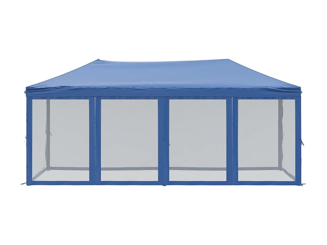 Tente de réception pliable avec parois Bleu 3x6 m