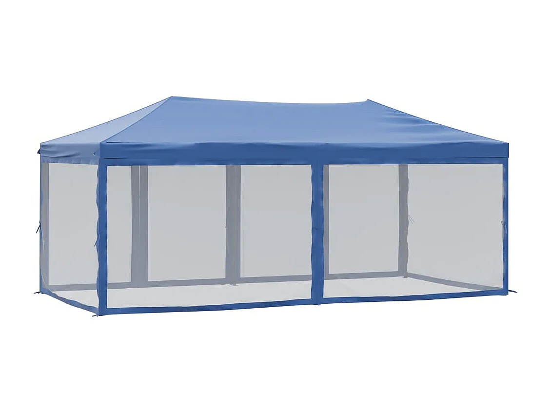 Tente de réception pliable avec parois Bleu 3x6 m