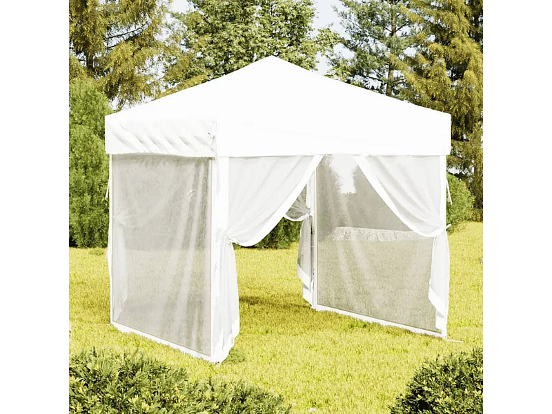 Tente de réception pliable avec parois Blanc 2x2 m