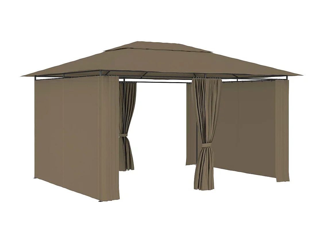 Tuinpaviljoen met gordijnen 180 g/m² 4x3 m taupe
