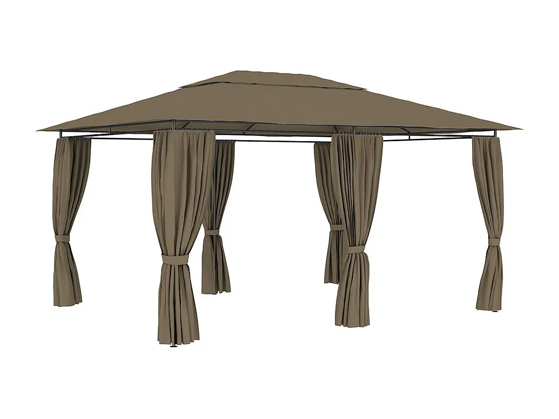 Tuinpaviljoen met gordijnen 180 g/m² 4x3 m taupe