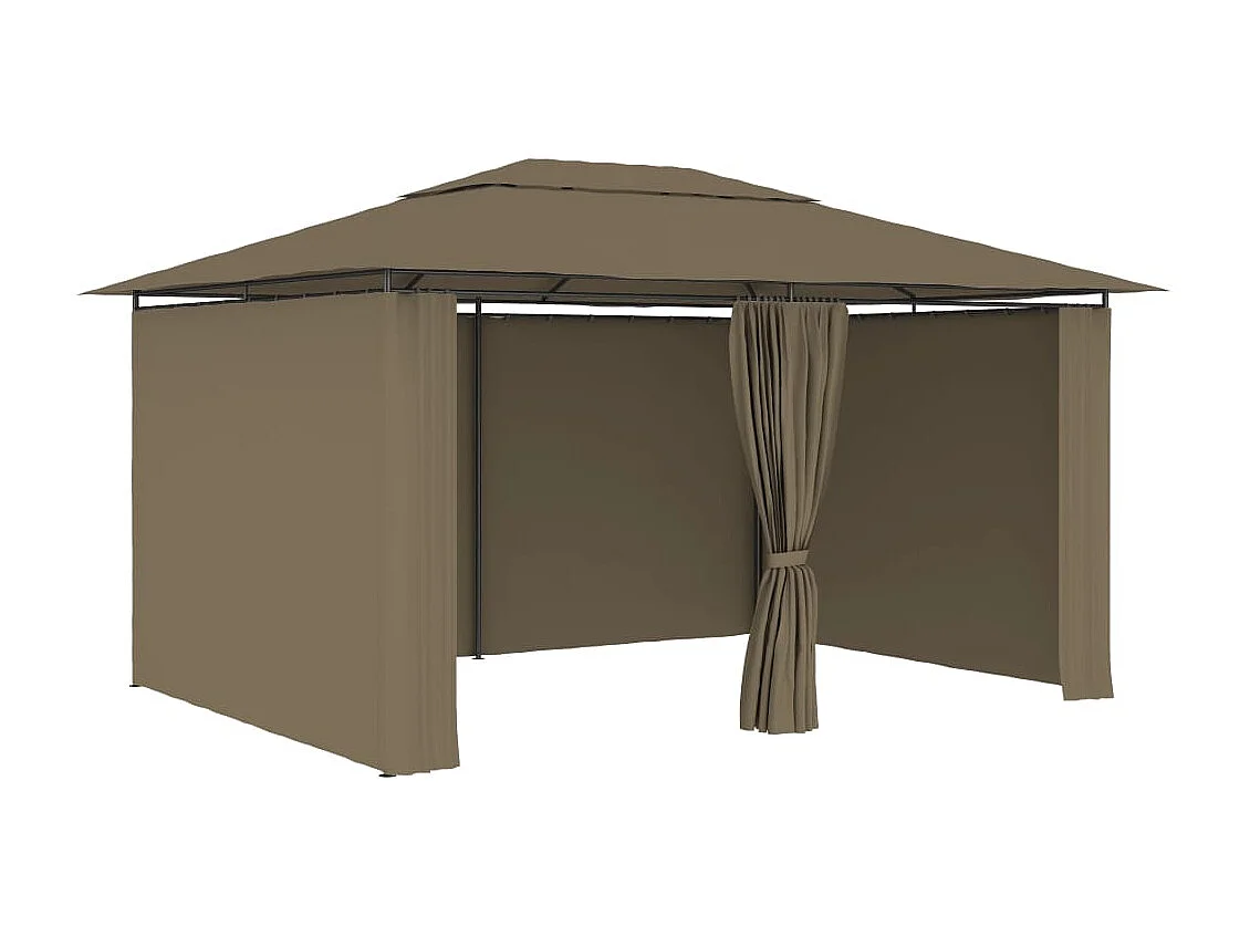 Tuinpaviljoen met gordijnen 180 g/m² 4x3 m taupe