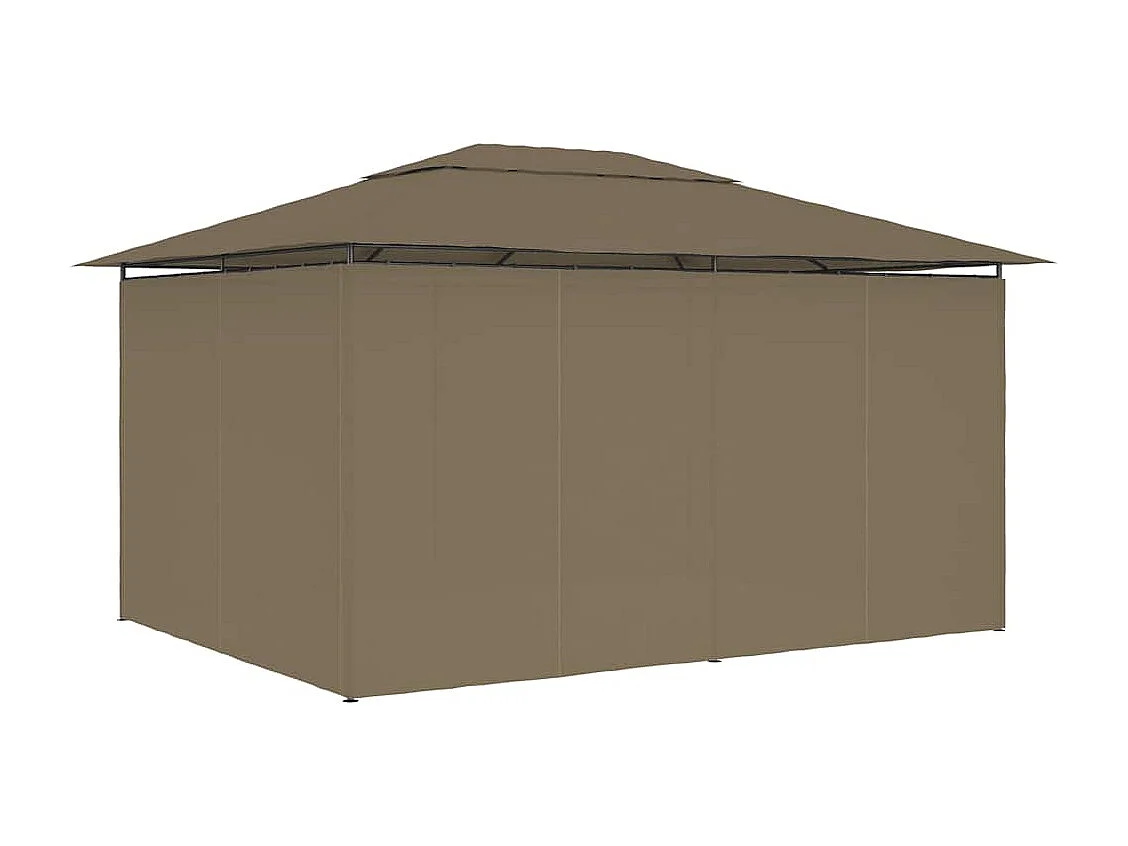 Tuinpaviljoen met gordijnen 180 g/m² 4x3 m taupe