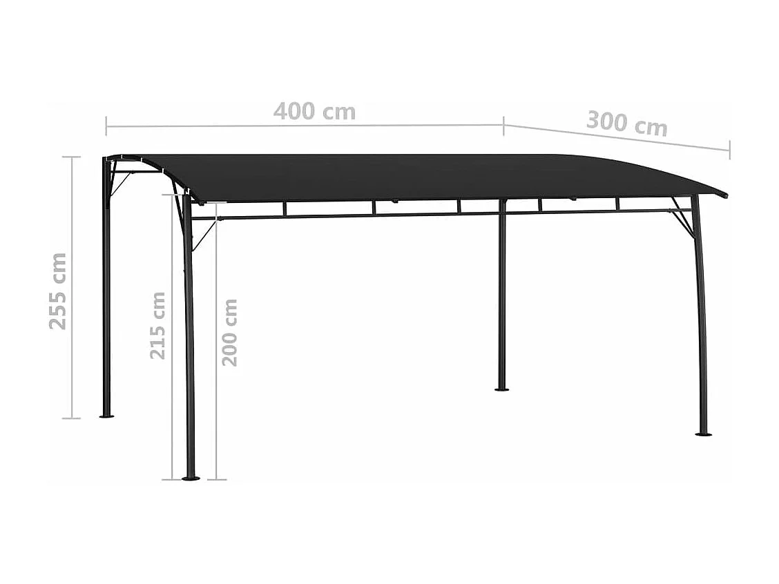 Toldo parasol de jardín gris antracita 4x3x2,55 m