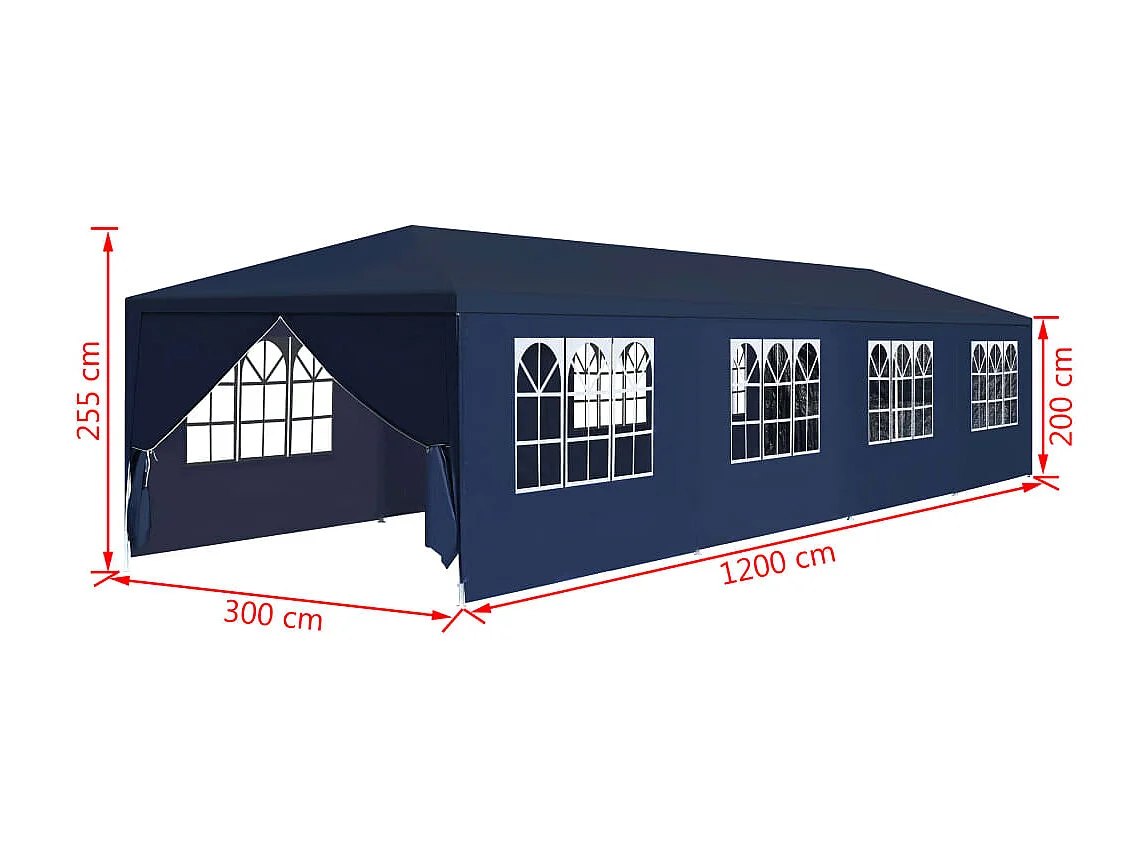 Chapiteau de jardin 3x12 m bleu