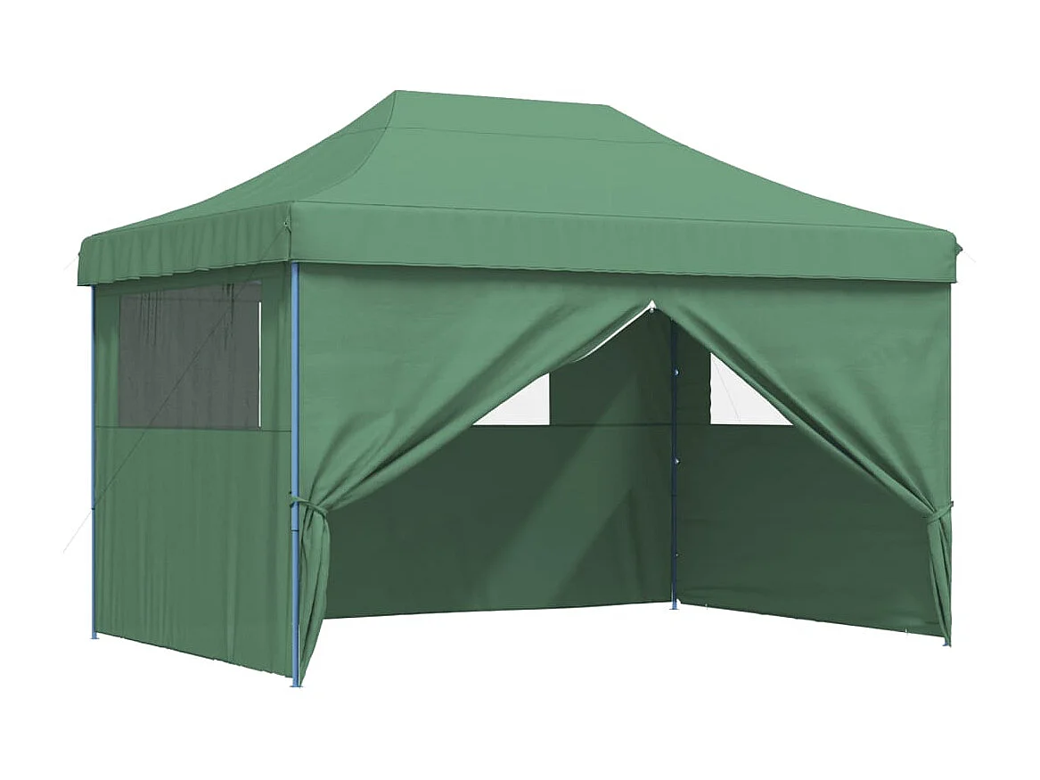 Tente de réception pliable escamotable 4 parois latérales vert