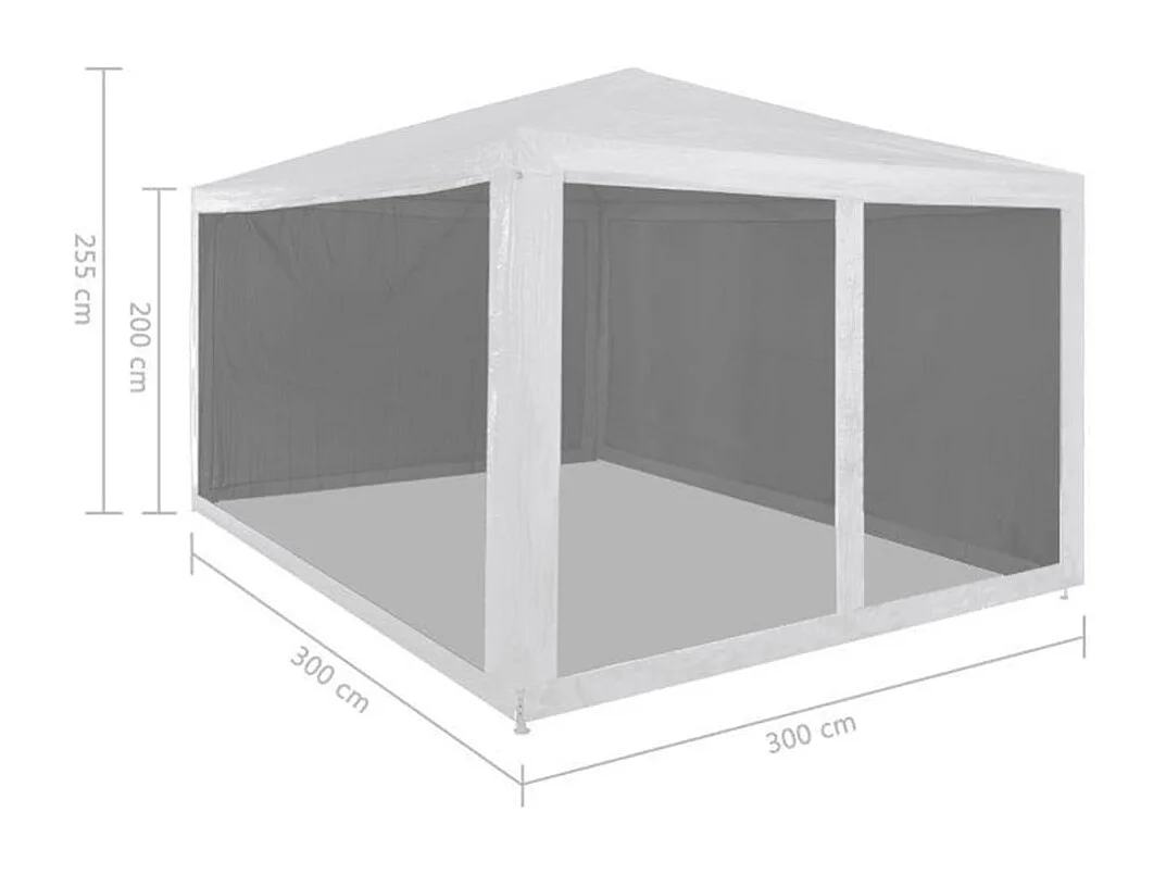 Tente de réception avec 4 parois en maille 3 x 3 m