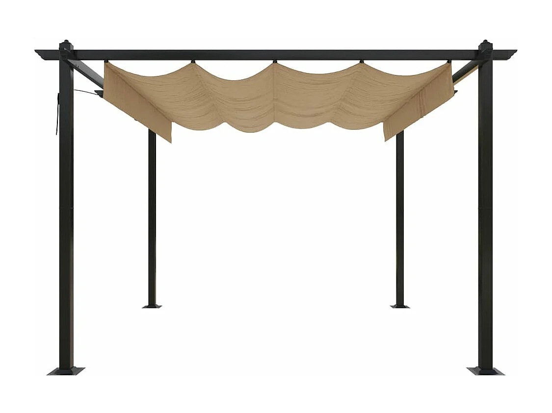 Tonnelle de jardin avec toit rétractable 3x3 m Taupe