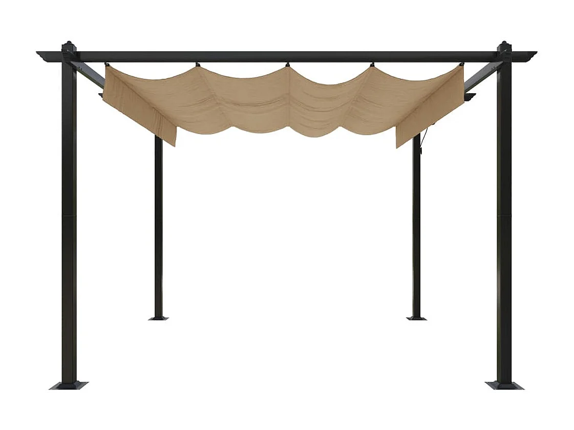 Tonnelle de jardin avec toit rétractable 3x3 m Taupe