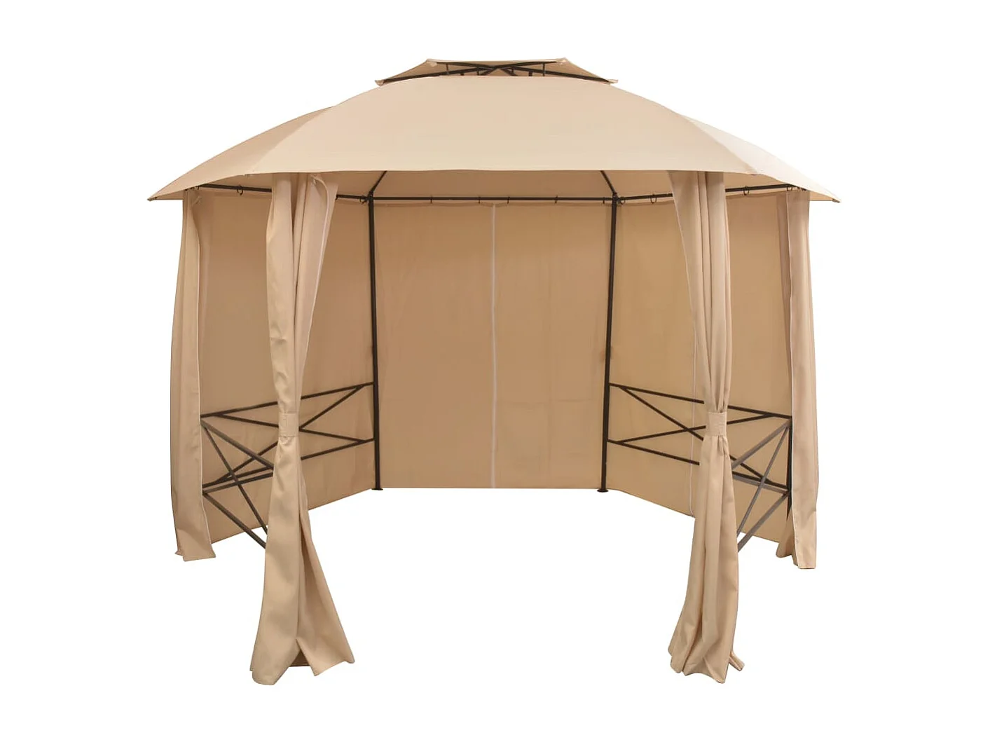 Chapiteau tente de jardin avec rideaux Hexagonal 360 x 265 cm