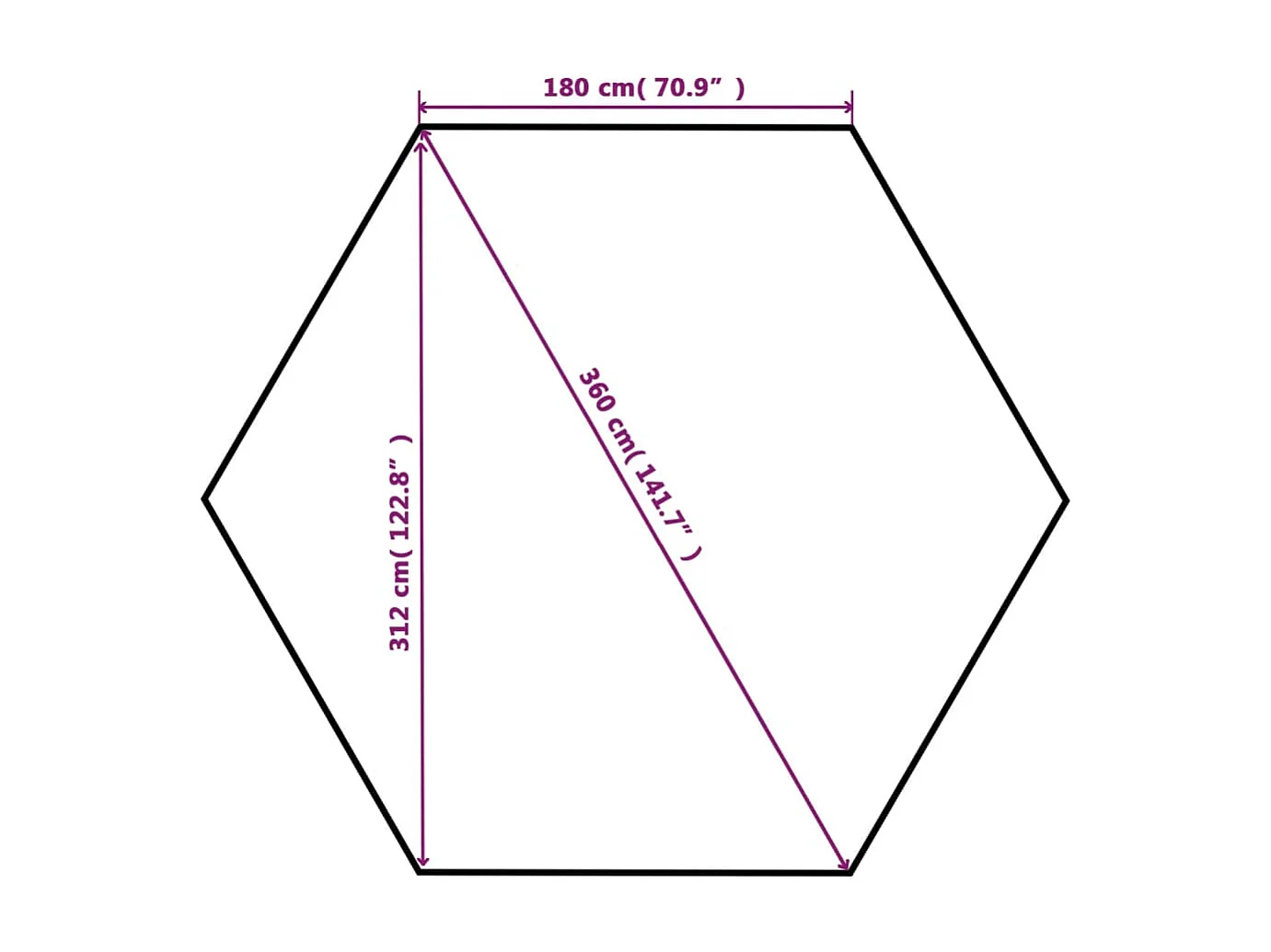 Chapiteau tente de jardin avec rideaux Hexagonal 360 x 265 cm