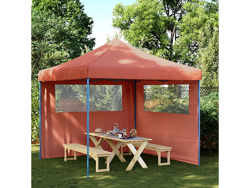 Tendone per Feste Pieghevole Pop-Up con 2 Pareti Terracotta