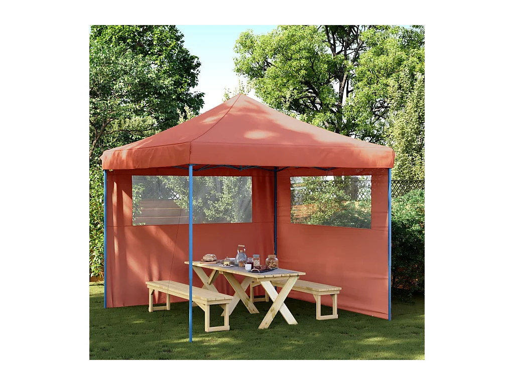 Tendone per Feste Pieghevole Pop-Up con 2 Pareti Terracotta