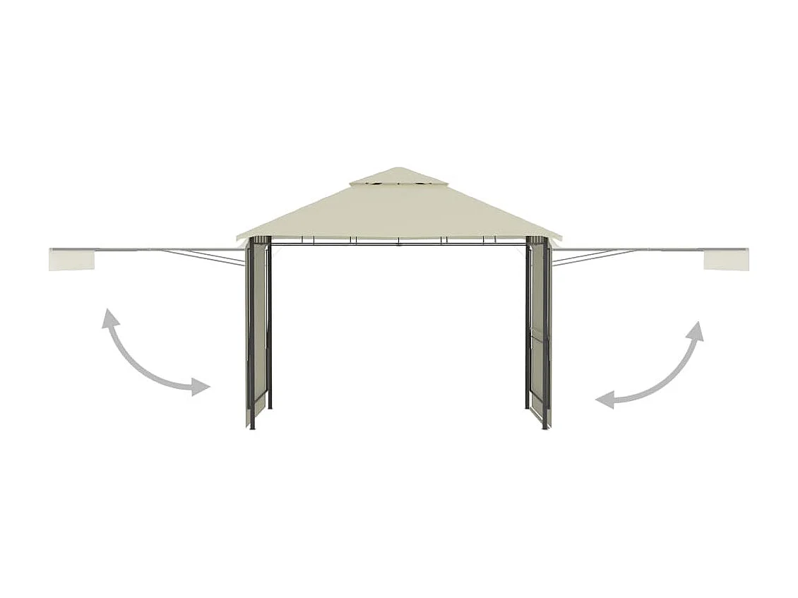 Gazebo con Tetto Doppio Estendibile 3x3x2,75 m Crema 180 g/m²