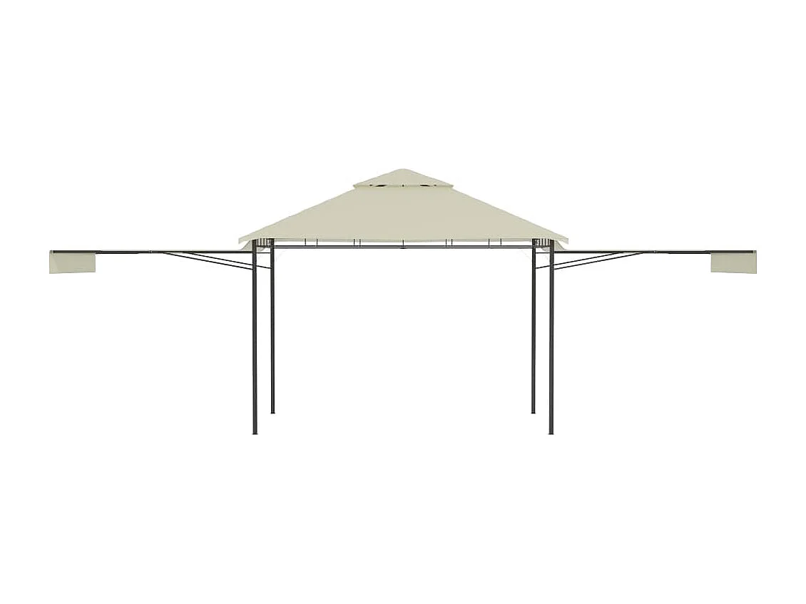 Gazebo com toldos duplos extensíveis 3x3x2,75 m 180 g/m² creme