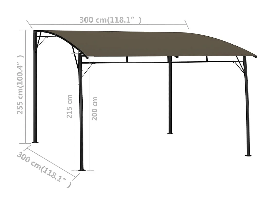 Auvent pare-soleil de jardin 3x3x2,55 m Taupe