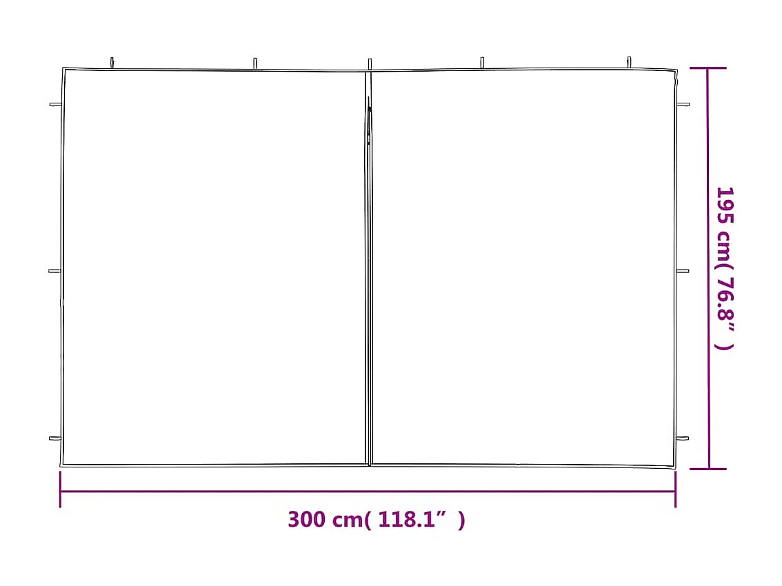 Parede lateral com fecho p/ tenda de festas 2 pcs PE antracite