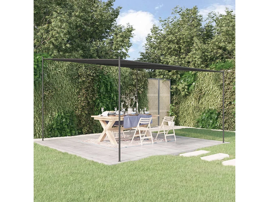 Cenador acero y tela gris antracita 4x4 m 180 g/m²