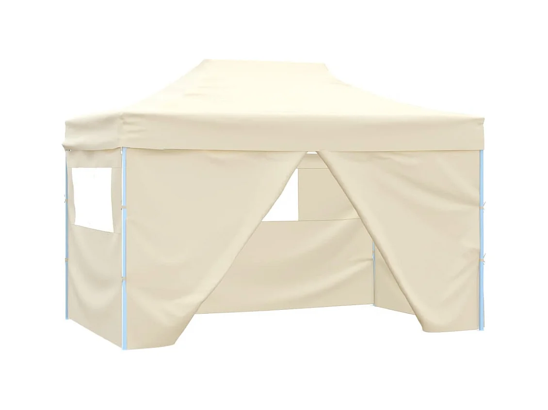 Gazebo Professionale Pieghevole con 4 Pareti 3x4m Acciaio Crema