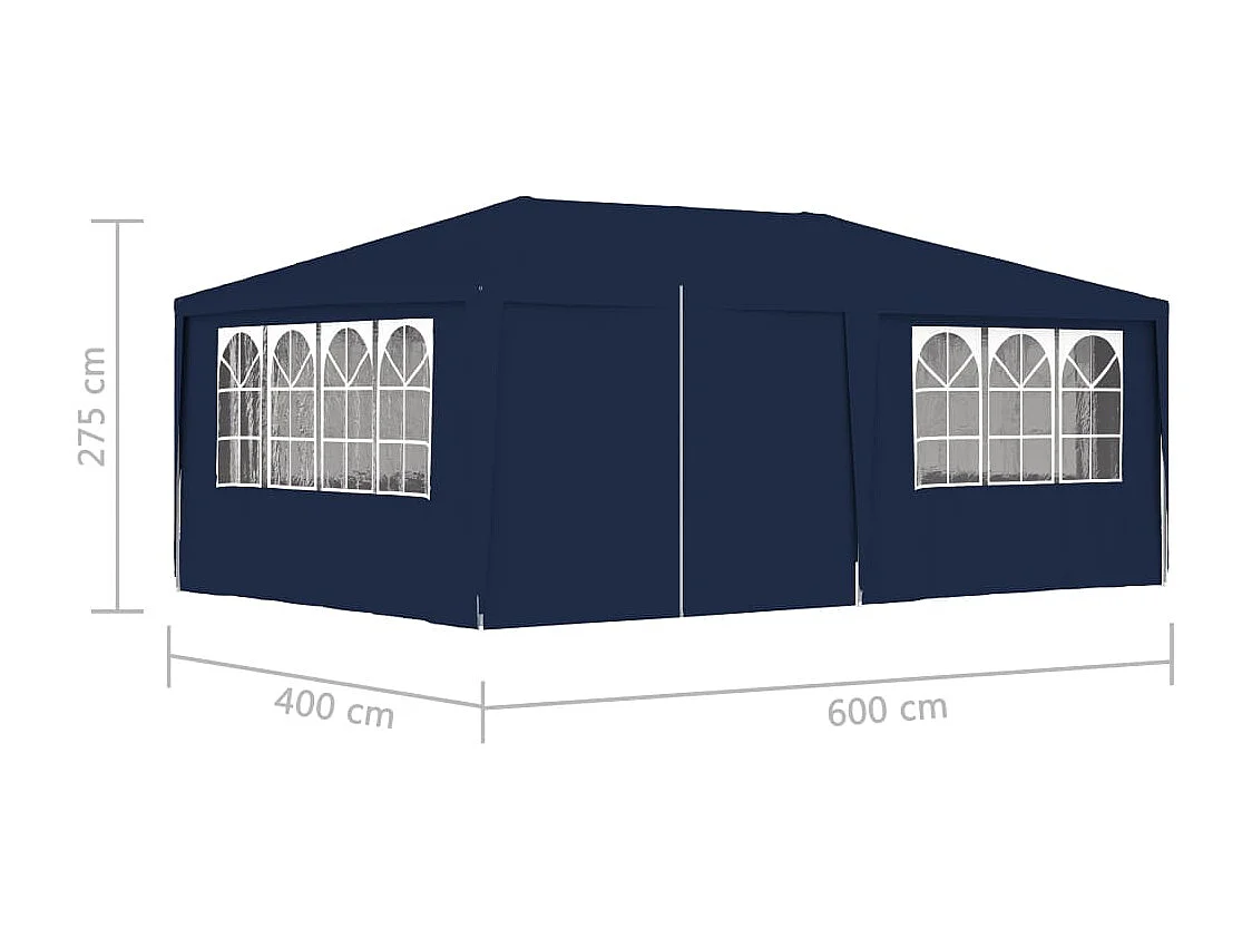 Carpa profesional para fiestas con paredes azul 90 g/m² 4x6 m
