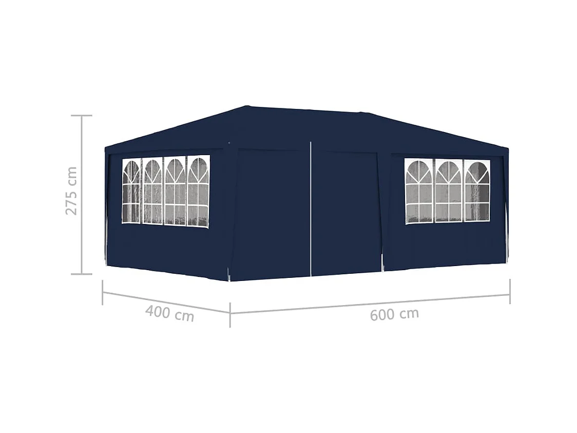 Tente de réception avec parois latérales 4x6 m Bleu 90 g/m²
