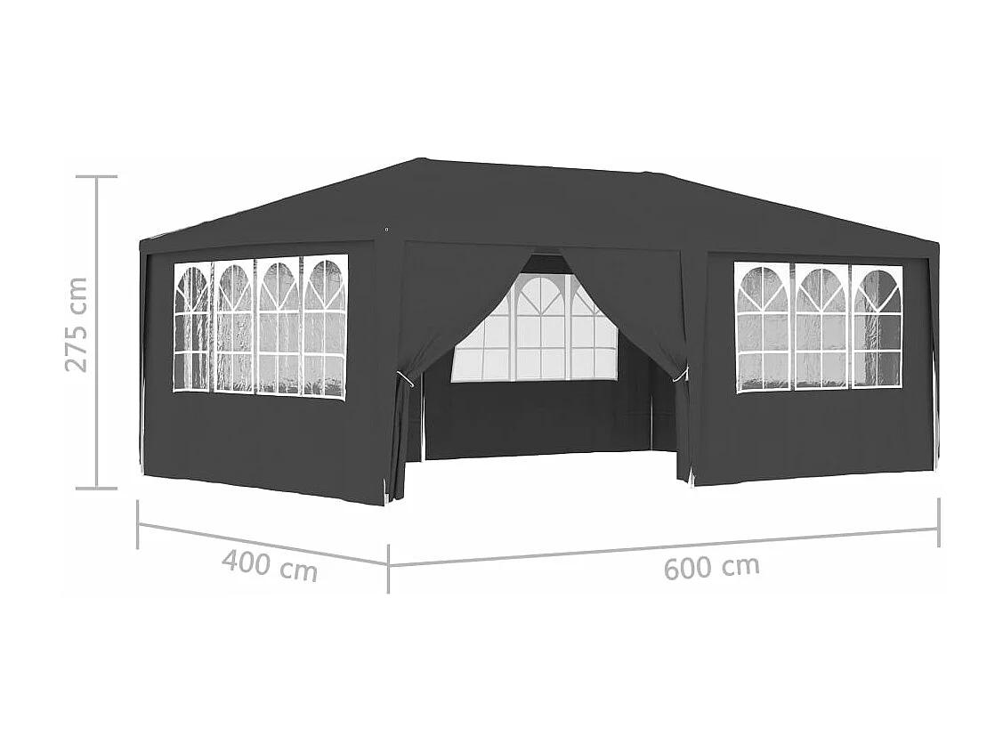 Tente de réception et parois latérales 4x6 m Anthracite 90 g/m²