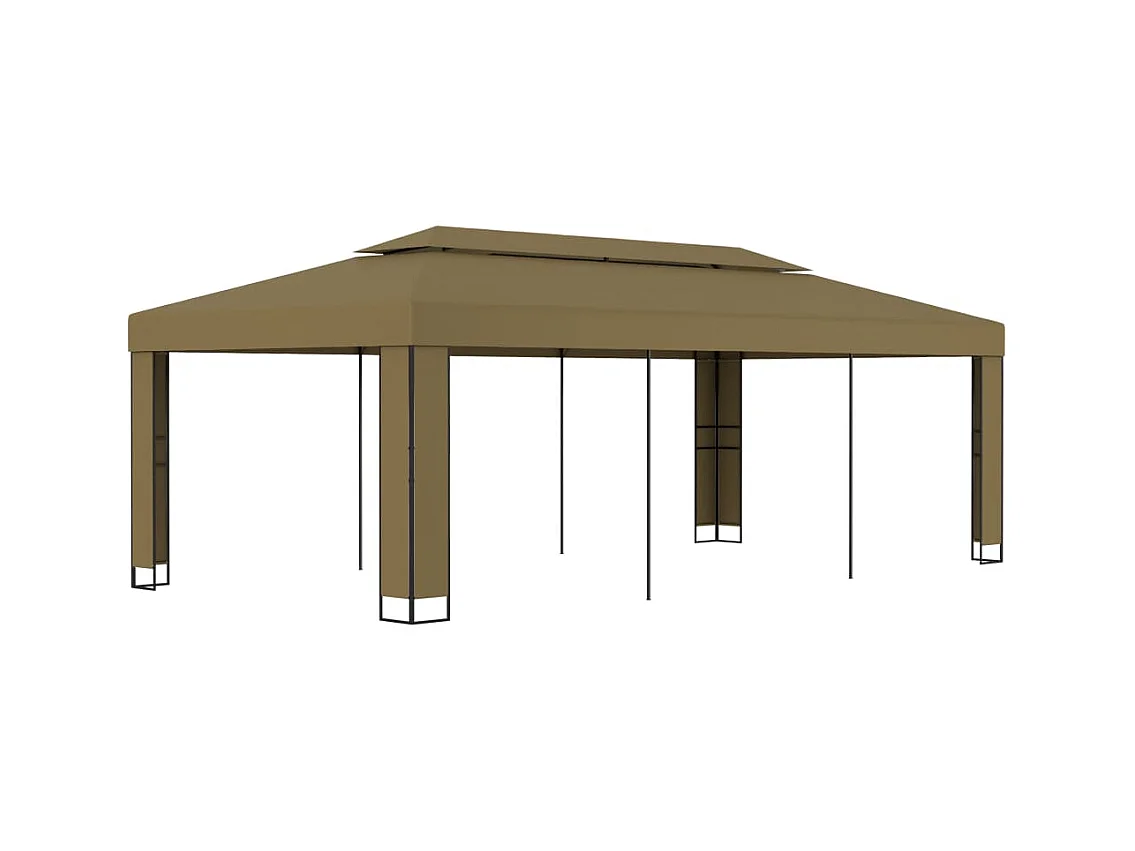 Tonnelle avec double toit 3x6 m Taupe 180 g/m²