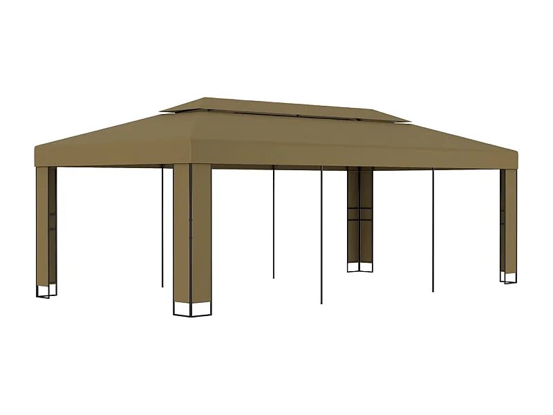 Tonnelle avec double toit 3x6 m Taupe 180 g/m²