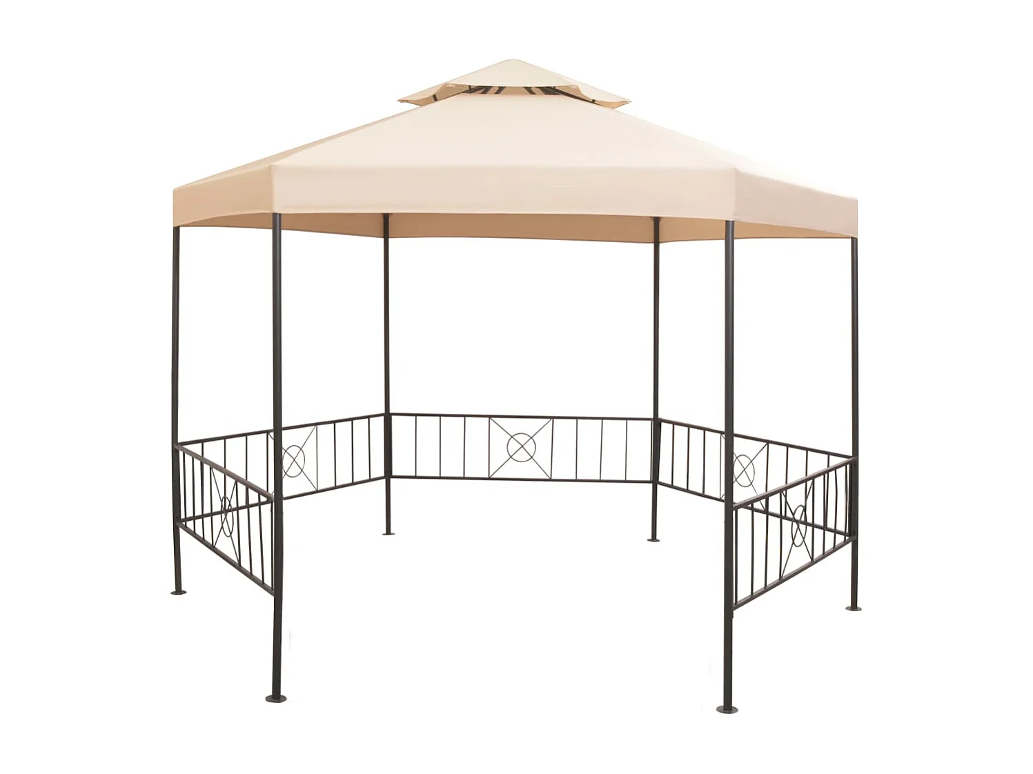 Chapiteau tente de jardin Hexagonal Beige 323 x 265 cm