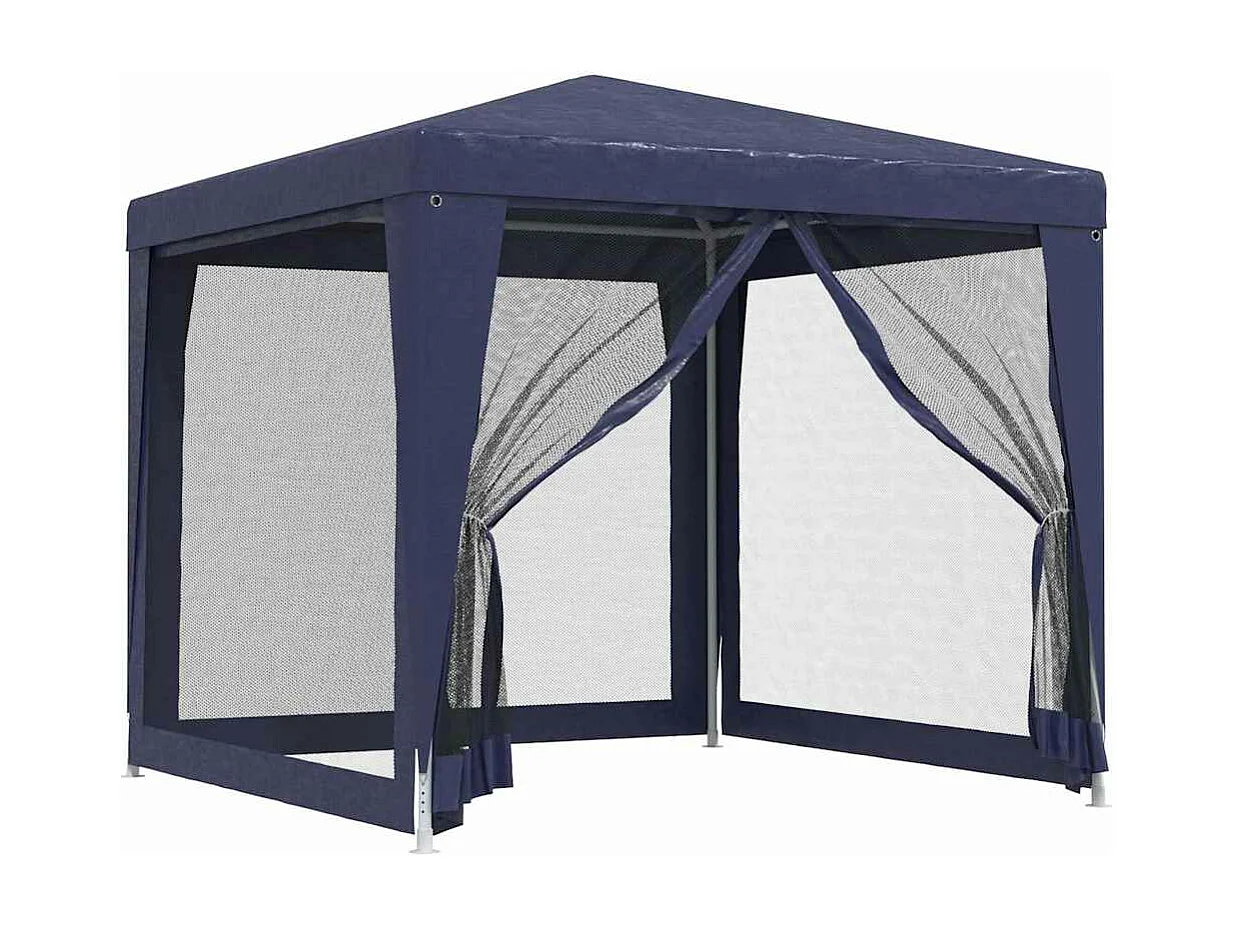 Tente de fête avec 4 parois latérales en maille Bleu 2,5x2,5 m