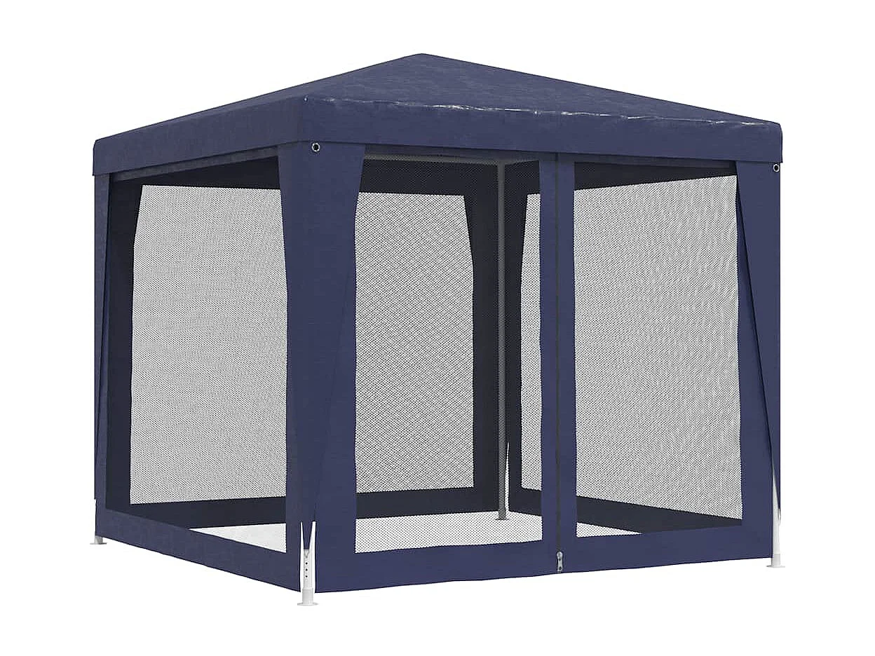 Tente de fête avec 4 parois latérales en maille Bleu 2,5x2,5 m