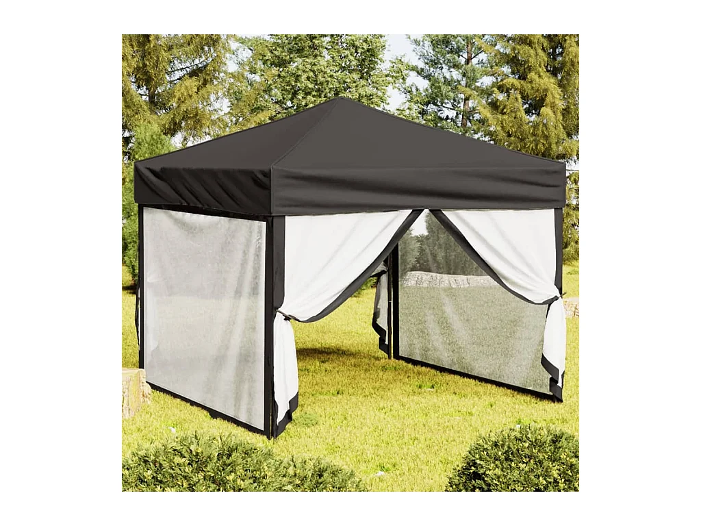 Tenda per Feste Pieghevole con Pareti Laterali Antracite 3x3 m