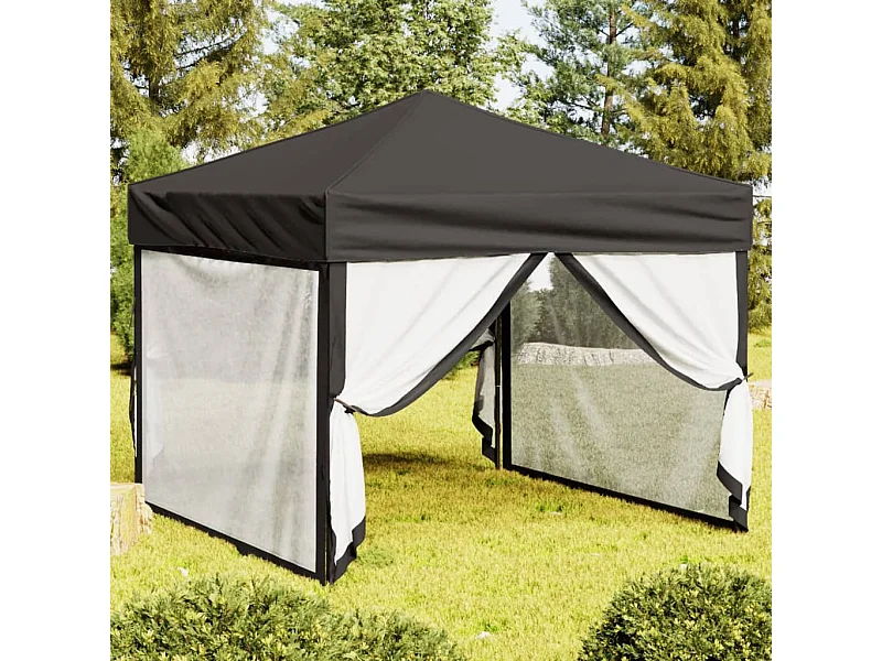 Tente de réception pliable avec parois Anthracite 3x3 m