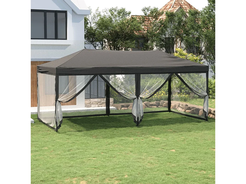 Tente de réception pliable avec parois Anthracite 3x6 m
