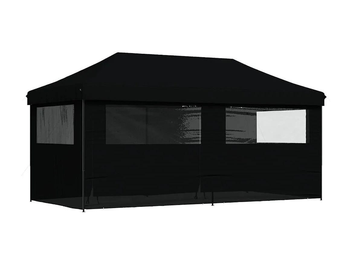 Tienda de fiesta plegable Pop-Up con 4 paredes laterales negra
