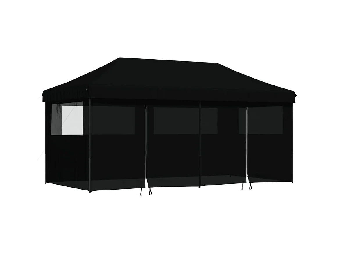 Tente de réception pliable escamotable 4 parois latérales noir