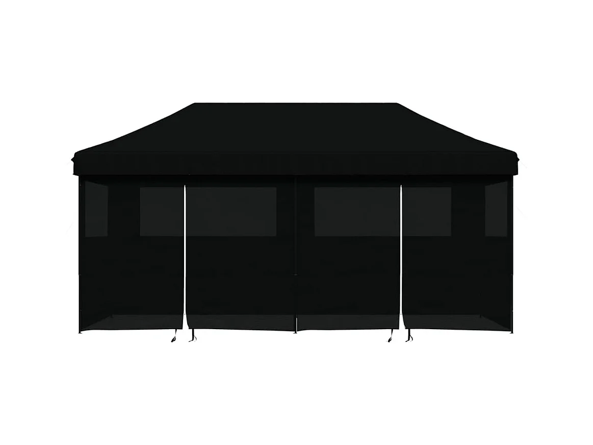 Tente de réception pliable escamotable 4 parois latérales noir