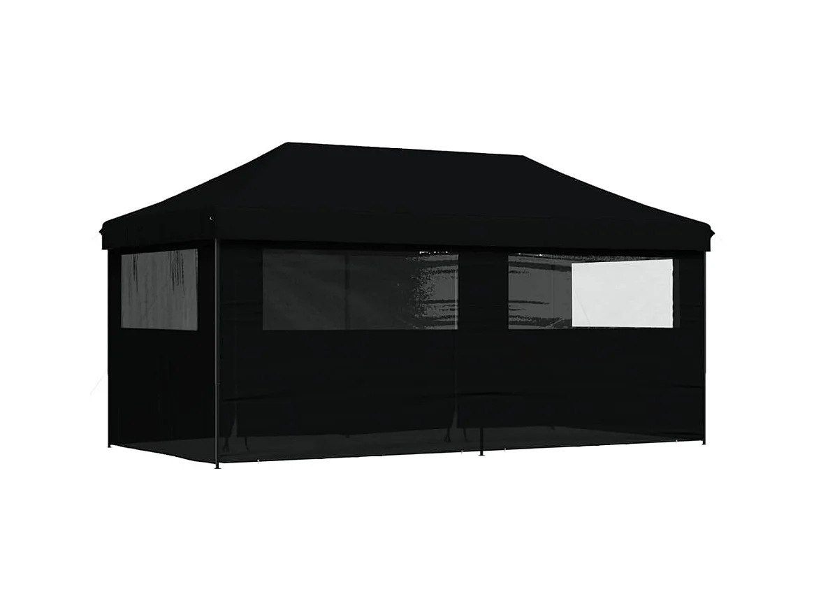 Tente de réception pliable escamotable 4 parois latérales noir