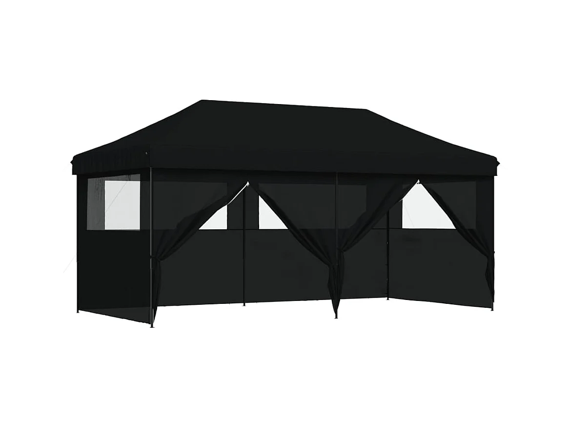 Tente de réception pliable escamotable 4 parois latérales noir