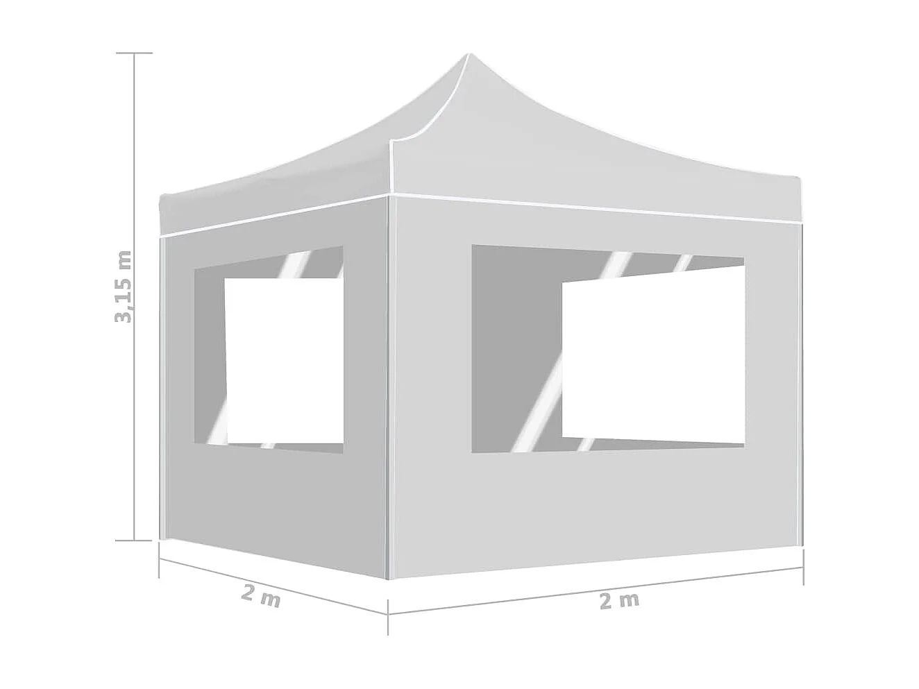 Tente de réception pliable avec parois Aluminium 2x2 m Blanc