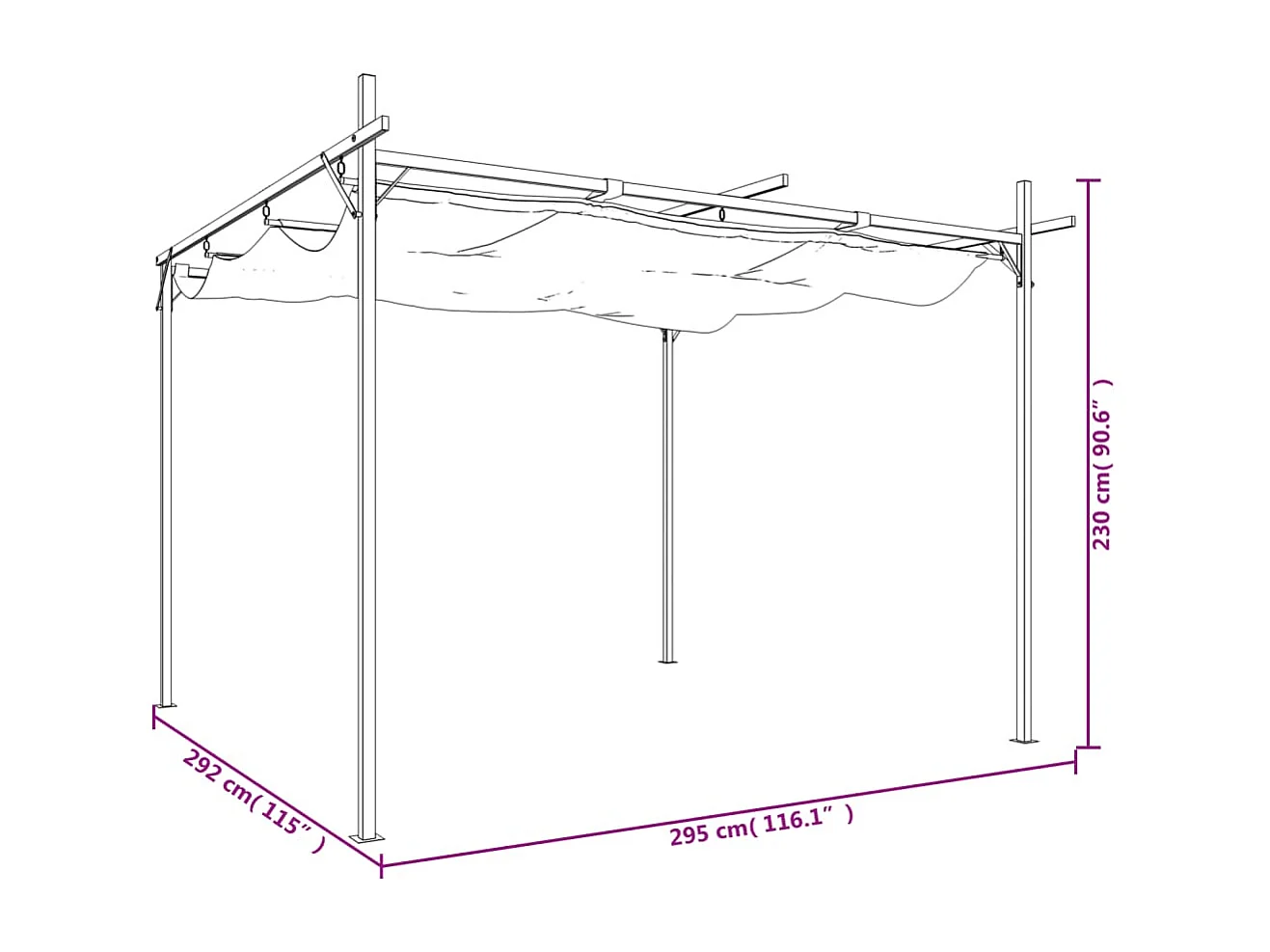 Pergola avec toit rétractable anthracite 295x292x230 cm